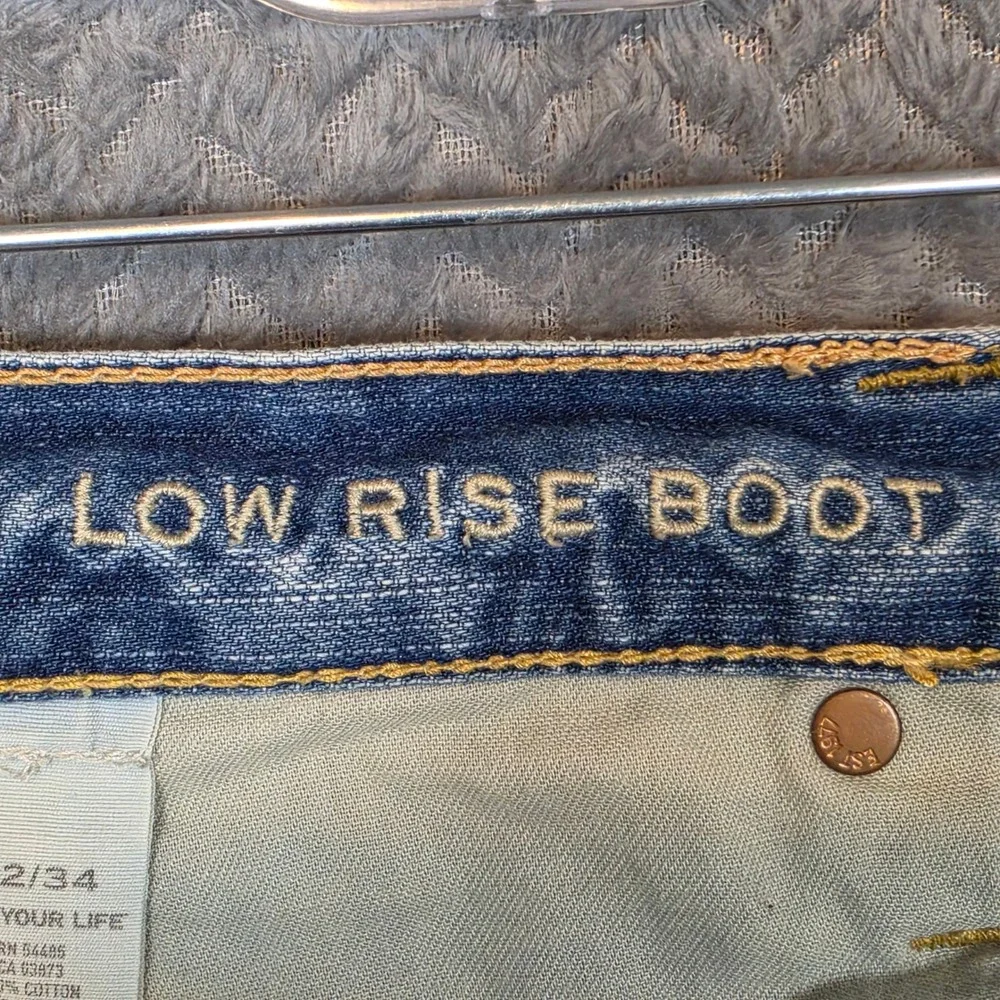 American Eagle Low Rise Bootcut Jeans Mens 32x34 Light Wash Distressed Cotton